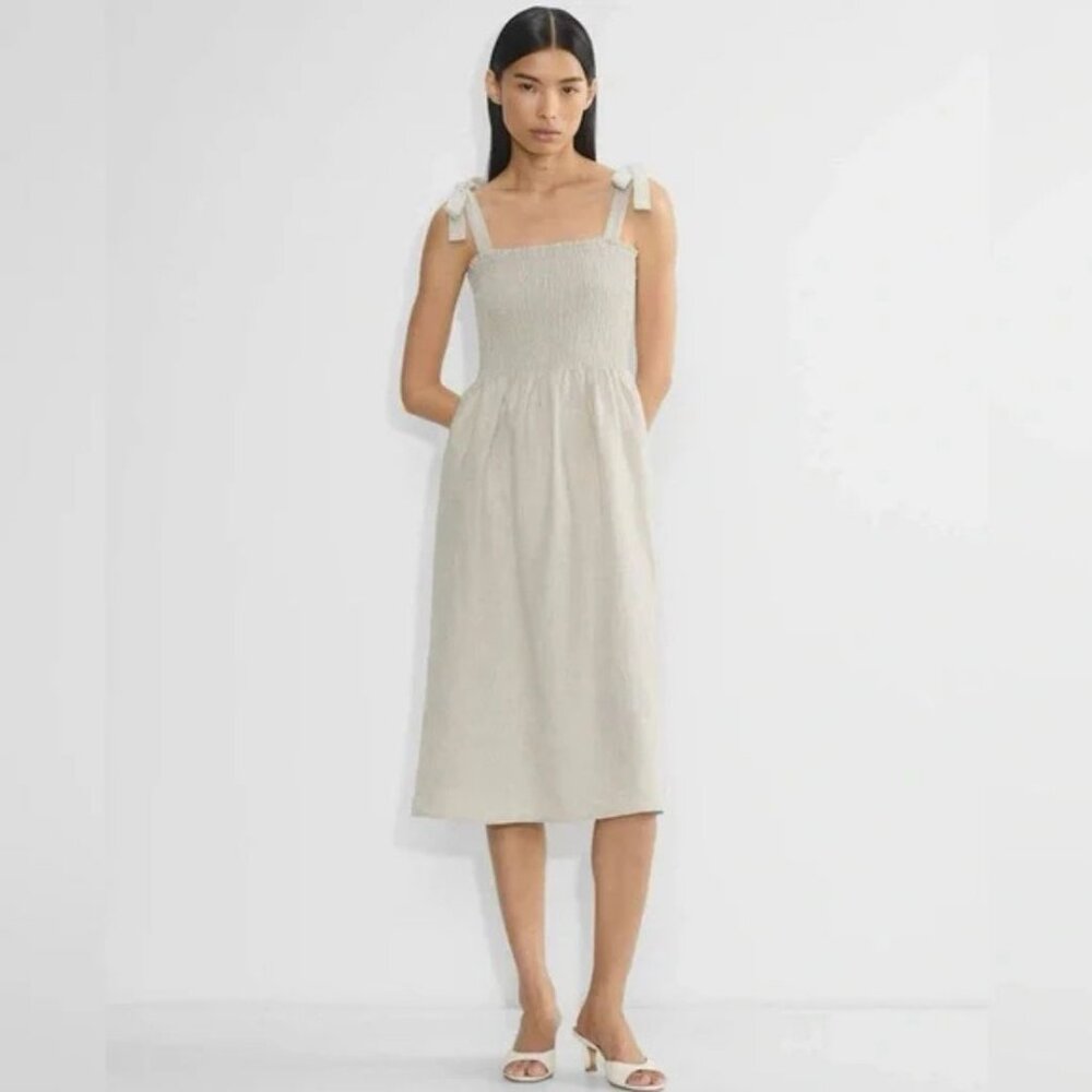 Wilfred Golden Hour Linen Dress Oatmeal Size Large Aritzia